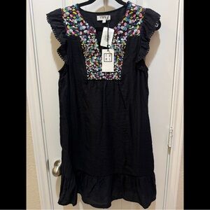 THML Black Dress with Colorful Floral Accents